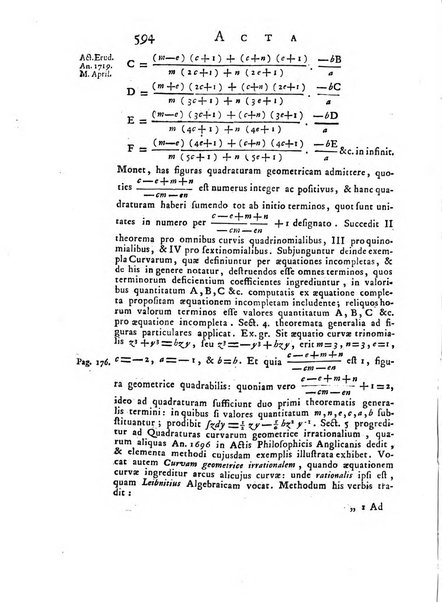 Opuscula omnia actis eruditorum lipsiensibus inserta, quae ad universam mathesim, physicam, medicinam, anatomiam, chirurgiam et philologiam pertinent; nec non epitomae si quae materia vel criticis animadversionibus celebriores