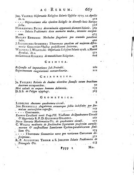 Opuscula omnia actis eruditorum lipsiensibus inserta, quae ad universam mathesim, physicam, medicinam, anatomiam, chirurgiam et philologiam pertinent; nec non epitomae si quae materia vel criticis animadversionibus celebriores