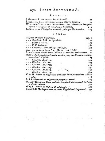 Opuscula omnia actis eruditorum lipsiensibus inserta, quae ad universam mathesim, physicam, medicinam, anatomiam, chirurgiam et philologiam pertinent; nec non epitomae si quae materia vel criticis animadversionibus celebriores