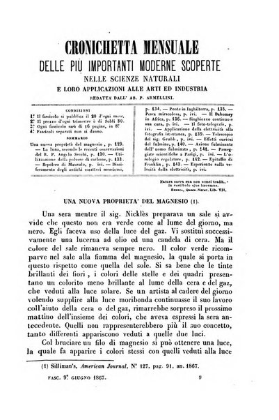 Cronichetta mensuale delle piu importanti moderne scoperte nelle scienze naturali e loro applicazioni alle arti ed industria