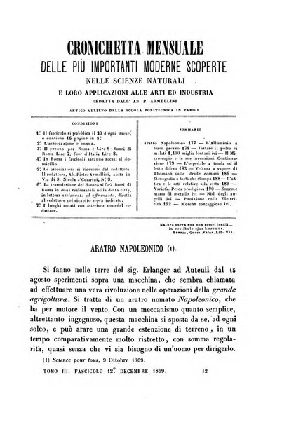 Cronichetta mensuale delle piu importanti moderne scoperte nelle scienze naturali e loro applicazioni alle arti ed industria