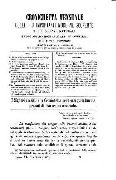 Cronichetta mensuale delle piu importanti moderne scoperte nelle scienze naturali e loro applicazioni alle arti ed industria