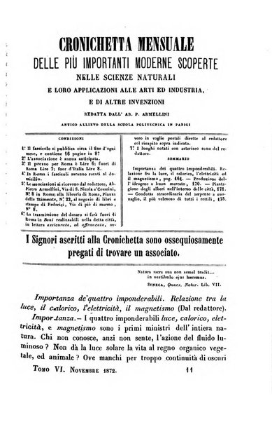 Cronichetta mensuale delle piu importanti moderne scoperte nelle scienze naturali e loro applicazioni alle arti ed industria