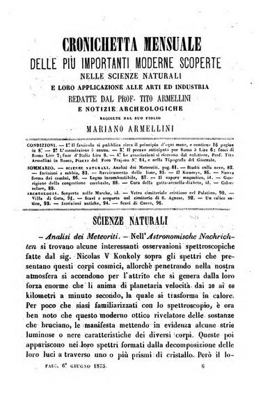 Cronichetta mensuale delle piu importanti moderne scoperte nelle scienze naturali e loro applicazioni alle arti ed industria