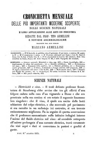 Cronichetta mensuale delle piu importanti moderne scoperte nelle scienze naturali e loro applicazioni alle arti ed industria