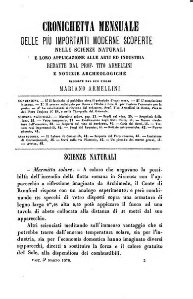 Cronichetta mensuale delle piu importanti moderne scoperte nelle scienze naturali e loro applicazioni alle arti ed industria