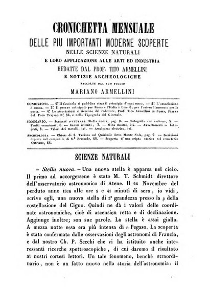 Cronichetta mensuale delle piu importanti moderne scoperte nelle scienze naturali e loro applicazioni alle arti ed industria