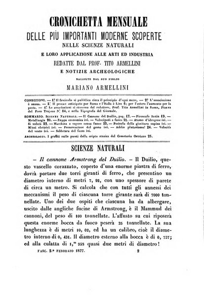 Cronichetta mensuale delle piu importanti moderne scoperte nelle scienze naturali e loro applicazioni alle arti ed industria