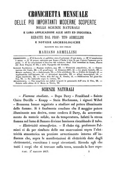 Cronichetta mensuale delle piu importanti moderne scoperte nelle scienze naturali e loro applicazioni alle arti ed industria