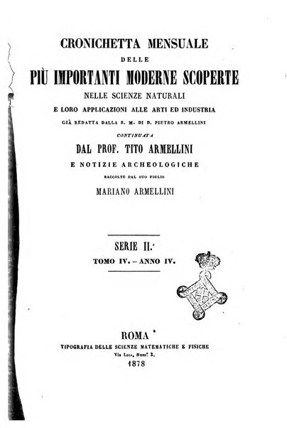 Cronichetta mensuale delle piu importanti moderne scoperte nelle scienze naturali e loro applicazioni alle arti ed industria