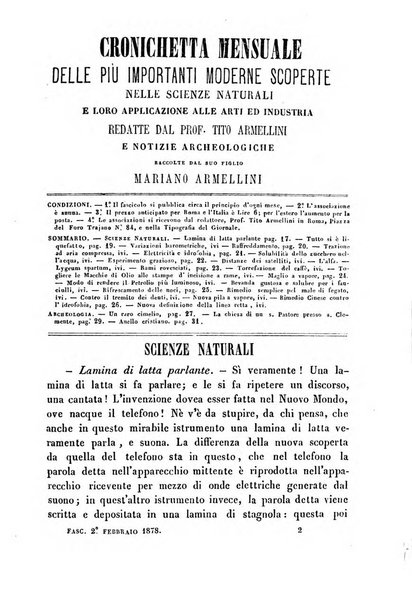 Cronichetta mensuale delle piu importanti moderne scoperte nelle scienze naturali e loro applicazioni alle arti ed industria