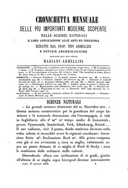 Cronichetta mensuale delle piu importanti moderne scoperte nelle scienze naturali e loro applicazioni alle arti ed industria