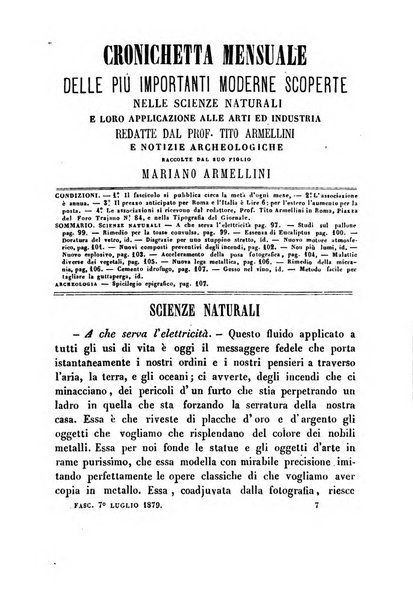 Cronichetta mensuale delle piu importanti moderne scoperte nelle scienze naturali e loro applicazioni alle arti ed industria