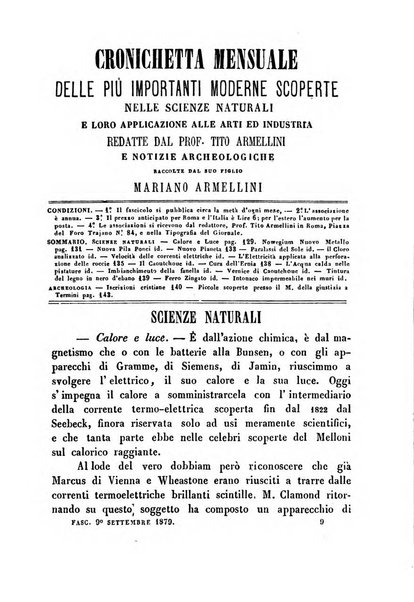 Cronichetta mensuale delle piu importanti moderne scoperte nelle scienze naturali e loro applicazioni alle arti ed industria