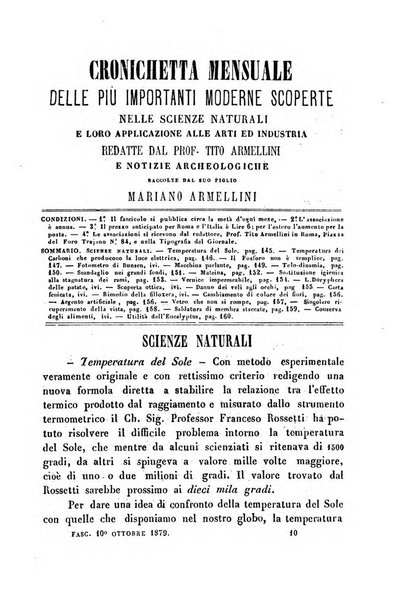 Cronichetta mensuale delle piu importanti moderne scoperte nelle scienze naturali e loro applicazioni alle arti ed industria