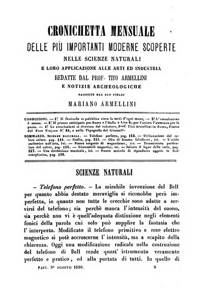 Cronichetta mensuale delle piu importanti moderne scoperte nelle scienze naturali e loro applicazioni alle arti ed industria