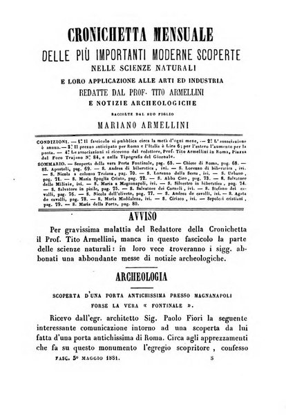 Cronichetta mensuale delle piu importanti moderne scoperte nelle scienze naturali e loro applicazioni alle arti ed industria