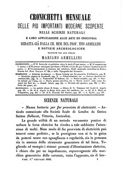 Cronichetta mensuale delle piu importanti moderne scoperte nelle scienze naturali e loro applicazioni alle arti ed industria