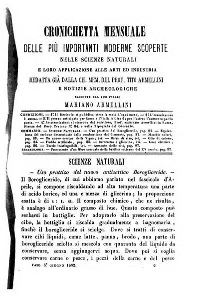 Cronichetta mensuale delle piu importanti moderne scoperte nelle scienze naturali e loro applicazioni alle arti ed industria