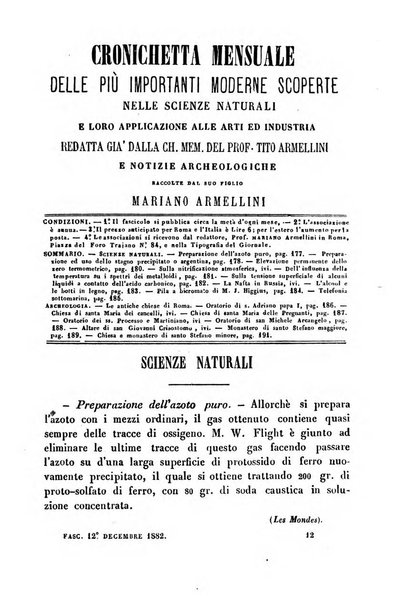 Cronichetta mensuale delle piu importanti moderne scoperte nelle scienze naturali e loro applicazioni alle arti ed industria