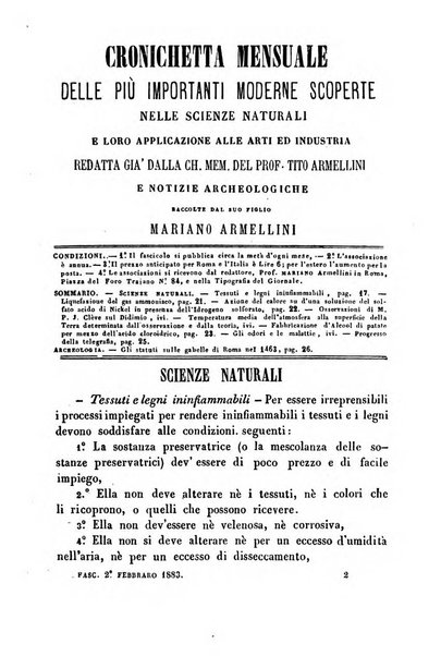 Cronichetta mensuale delle piu importanti moderne scoperte nelle scienze naturali e loro applicazioni alle arti ed industria