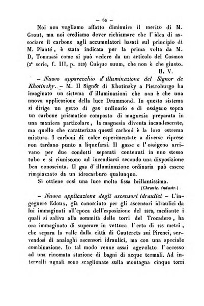 Cronichetta mensuale delle piu importanti moderne scoperte nelle scienze naturali e loro applicazioni alle arti ed industria