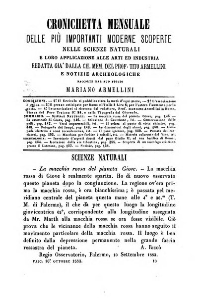 Cronichetta mensuale delle piu importanti moderne scoperte nelle scienze naturali e loro applicazioni alle arti ed industria