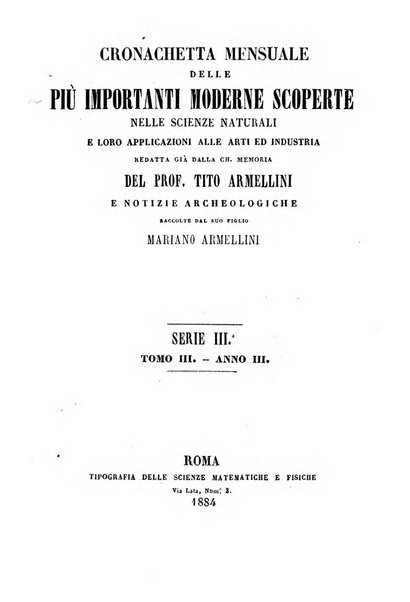 Cronichetta mensuale delle piu importanti moderne scoperte nelle scienze naturali e loro applicazioni alle arti ed industria