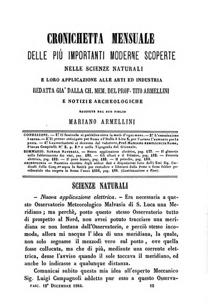 Cronichetta mensuale delle piu importanti moderne scoperte nelle scienze naturali e loro applicazioni alle arti ed industria