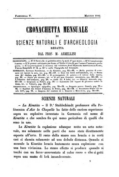 Cronichetta mensuale delle piu importanti moderne scoperte nelle scienze naturali e loro applicazioni alle arti ed industria