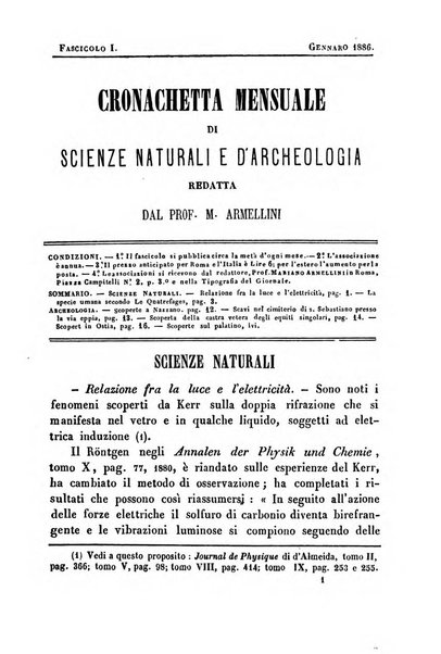 Cronichetta mensuale delle piu importanti moderne scoperte nelle scienze naturali e loro applicazioni alle arti ed industria