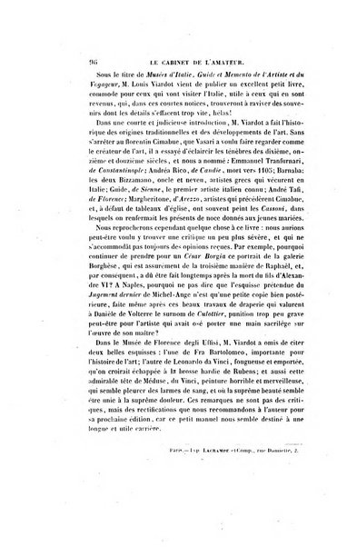 Le cabinet de l'amateur et de l'antiquaire revue des tableaux et des estampes anciennes, des objets d'art, d'antiquite et de curiosite