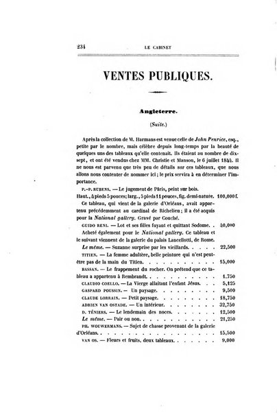 Le cabinet de l'amateur et de l'antiquaire revue des tableaux et des estampes anciennes, des objets d'art, d'antiquite et de curiosite