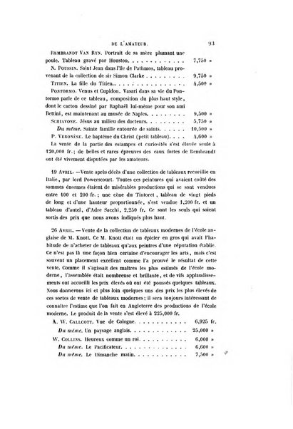 Le cabinet de l'amateur et de l'antiquaire revue des tableaux et des estampes anciennes, des objets d'art, d'antiquite et de curiosite