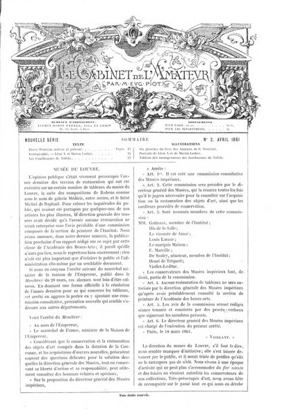 Le cabinet de l'amateur et de l'antiquaire revue des tableaux et des estampes anciennes, des objets d'art, d'antiquite et de curiosite