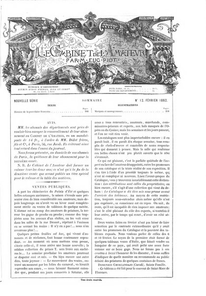 Le cabinet de l'amateur et de l'antiquaire revue des tableaux et des estampes anciennes, des objets d'art, d'antiquite et de curiosite