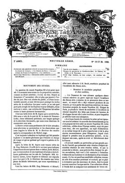 Le cabinet de l'amateur et de l'antiquaire revue des tableaux et des estampes anciennes, des objets d'art, d'antiquite et de curiosite