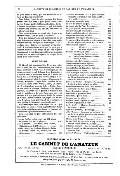 Le cabinet de l'amateur et de l'antiquaire revue des tableaux et des estampes anciennes, des objets d'art, d'antiquite et de curiosite