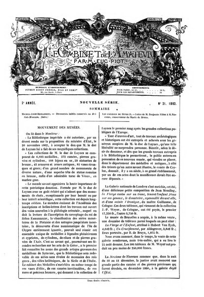 Le cabinet de l'amateur et de l'antiquaire revue des tableaux et des estampes anciennes, des objets d'art, d'antiquite et de curiosite