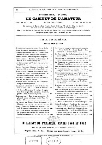 Le cabinet de l'amateur et de l'antiquaire revue des tableaux et des estampes anciennes, des objets d'art, d'antiquite et de curiosite