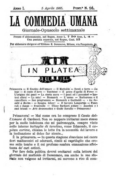 La commedia umana giornale-opuscolo settimanale