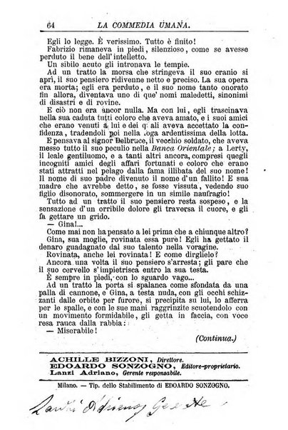 La commedia umana giornale-opuscolo settimanale