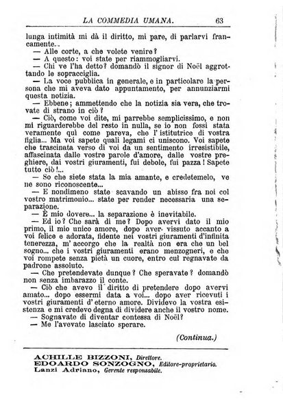 La commedia umana giornale-opuscolo settimanale