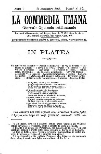 La commedia umana giornale-opuscolo settimanale