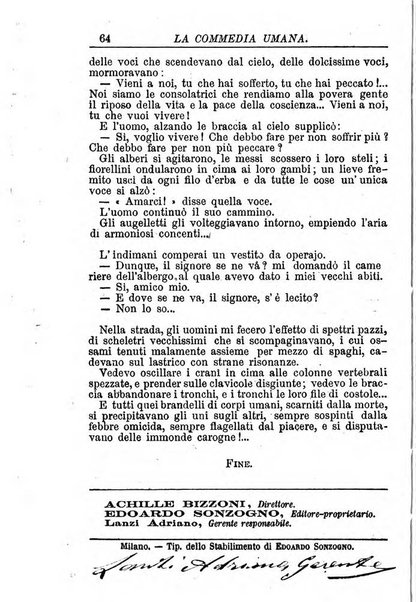 La commedia umana giornale-opuscolo settimanale