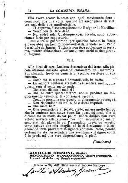 La commedia umana giornale-opuscolo settimanale