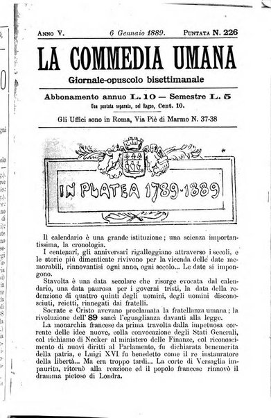 La commedia umana giornale-opuscolo settimanale