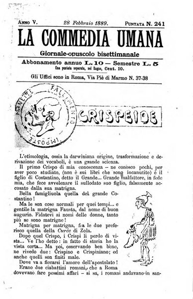 La commedia umana giornale-opuscolo settimanale