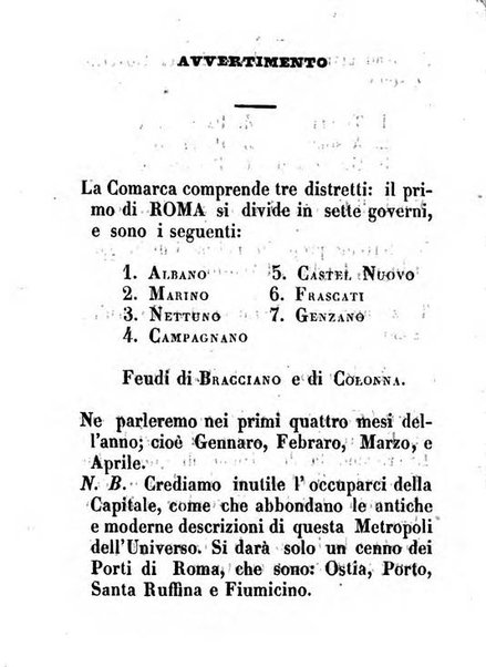 Almanacco romano per l'anno bisestile 1852 arricchito di nozioni geografiche e topografiche dello Stato Pontificio e di utilissimi precetti morali ed igienici