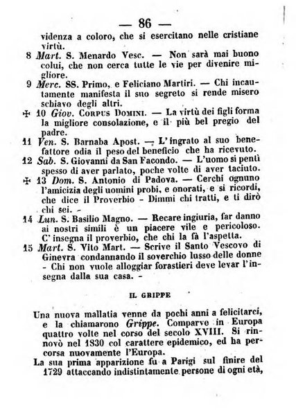 Almanacco romano per l'anno bisestile 1852 arricchito di nozioni geografiche e topografiche dello Stato Pontificio e di utilissimi precetti morali ed igienici